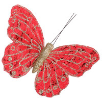 Украшение декоративное "Бабочка" 11,5см красный/золото арт.374-463