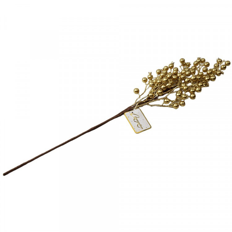 Украшение декоративное "Ветка. Ягоды" 62см цв.золото арт.259-713
