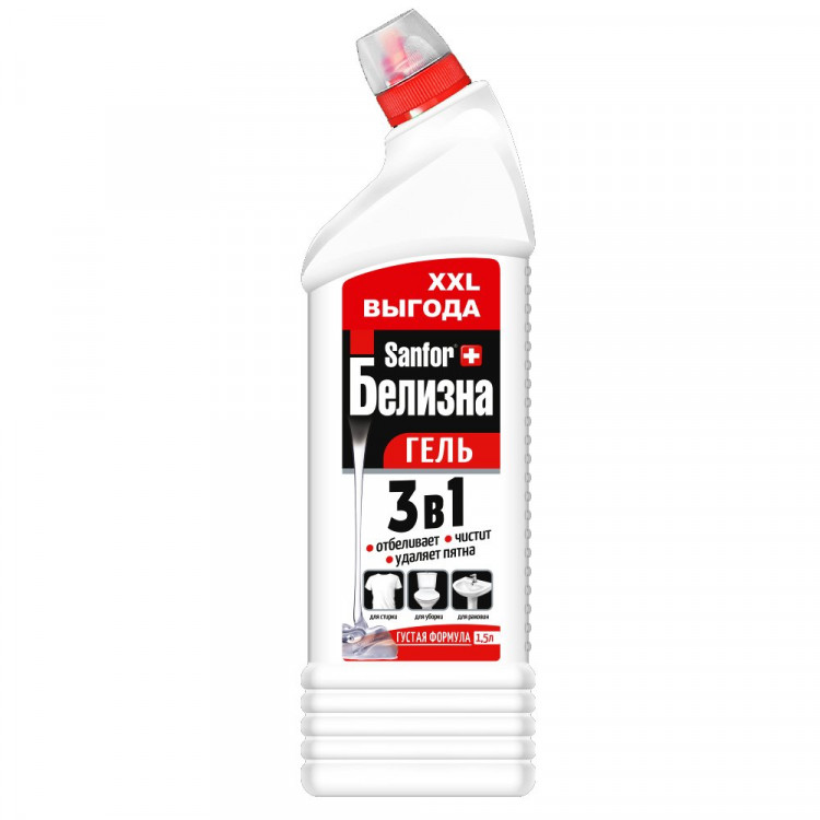 Отбеливатель Sanfor Белизна гель 3в1 1500гр с комплексным действием