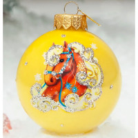 Шар стекло 06,5см (серия Символ года) "Лошадка кучерявая" п/уп. арт.КУ-65-254010/1