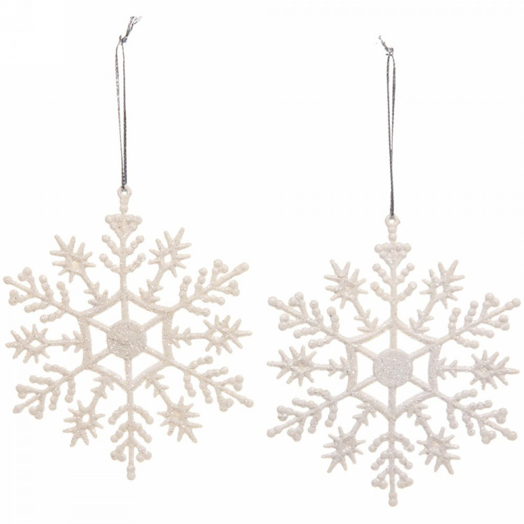 Украшение декор.подвеска "Снежинка" 09,5см 02шт/наб. цв.белый арт.916-0443