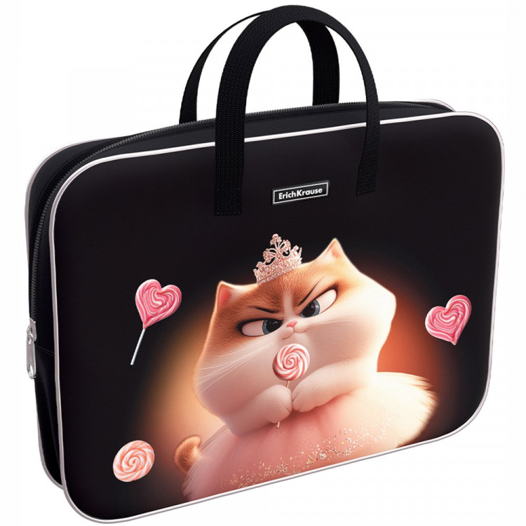 Папка А4 текстиль на молнии ручка-тесьма ErichKrause Прима-кошка арт.64982