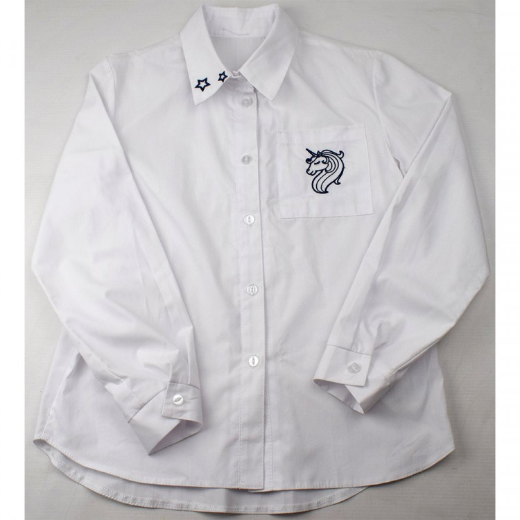 Блузка для девочки (Топтышка) длинный рукав цвет белый арт.5152 размерный ряд 34/134-40/152 Блузка для девочки (Топтышка) длинный рукав цвет белый арт.5152 размерный ряд 34/134-40/152