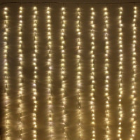 Гирлянда электрическая уличная занавес Дождь 3*2м 480LED "Водопад" цвет теплый белый (светлый провод) 6режимов арт.725-581
