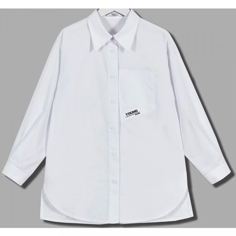 Блузка для девочки (Делорас) длинный рукав цвет белый арт.63823С Блузка для девочки (Делорас) длинный рукав цвет белый арт.63823С