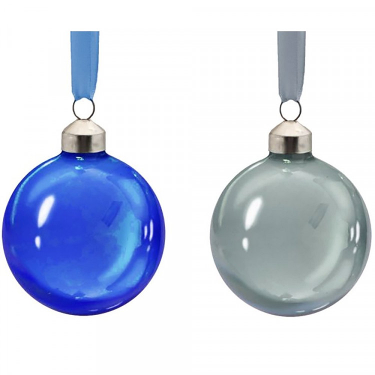 Шар стекло без упаковки /1шт/ 08см цв.синий/серый асс. арт.90722