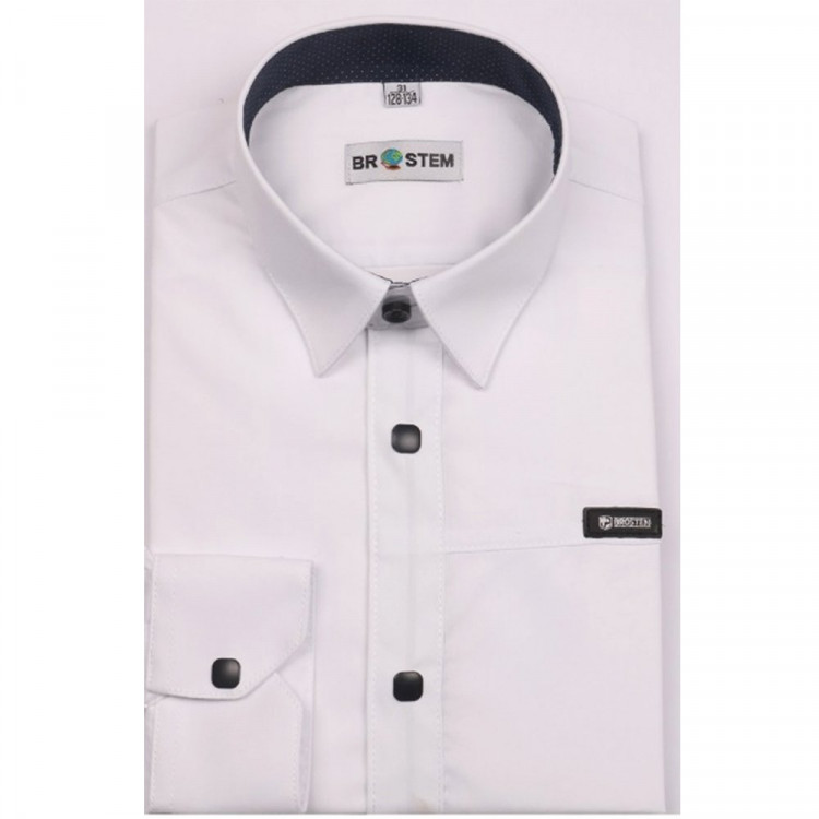 Сорочка подростковая приталеная длинный рукав размерный ряд 36/158-164(XXS)-41/176-182(XL) цвет белый Brostem арт.3LBX14-1X** на кнопках Сорочка подростковая приталеная длинный рукав размерный ряд 36/158-164(XXS)-41/176-182(XL) цвет белый Brostem арт.3LBX14-1X** на кнопках
