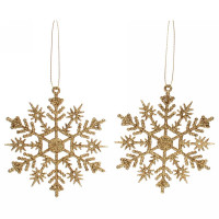 Украшение декор.подвеска "Снежинка" 09,5см 02шт/наб. цв.золото арт.916-0853