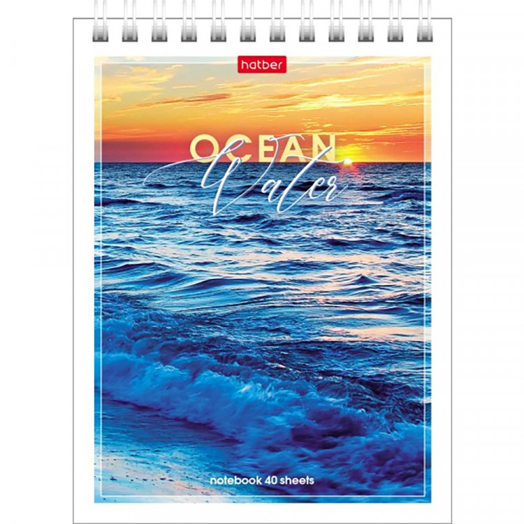 Блокнот А6 мягкая обложка на гребне 40 листов (Hatber) Аквалайф ассорти арт.40Б6В1гр