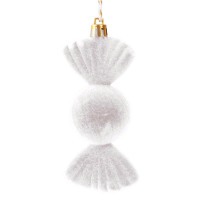 Фигурка на ёлку пластик "Конфетка" 11см цв.белый арт.94396