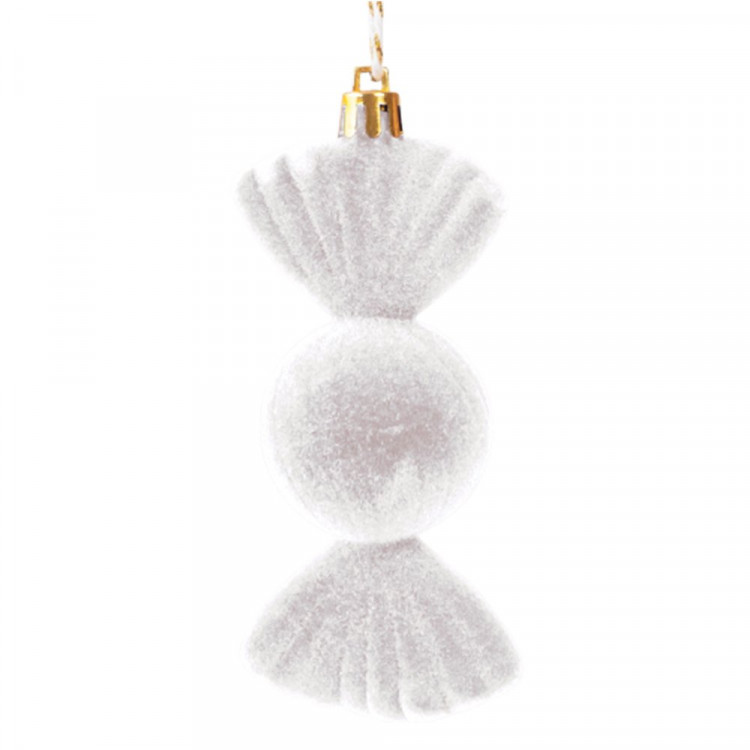 Фигурка на ёлку пластик "Конфетка" 11см цв.белый арт.94396