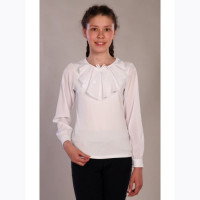 Джемпер для девочки трикотажный (Ликру) длинный рукав цвет белый арт.0011 МИЛЕНУШКА размерный ряд 32/128-36/140