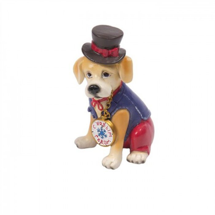 Статуэтка символ года Собака в цилиндре 10см арт.75586