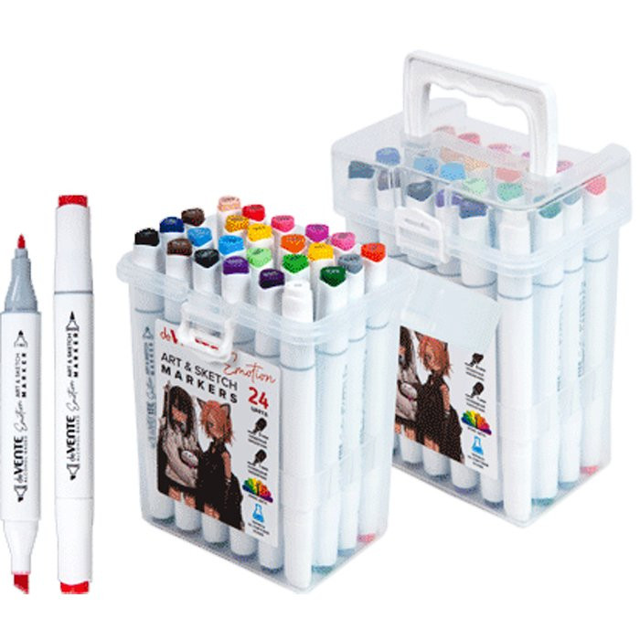 Маркеры для скетчинга двусторонние (deVENTE) Emotion 24 цвета пластиковая упаковка арт 5044102