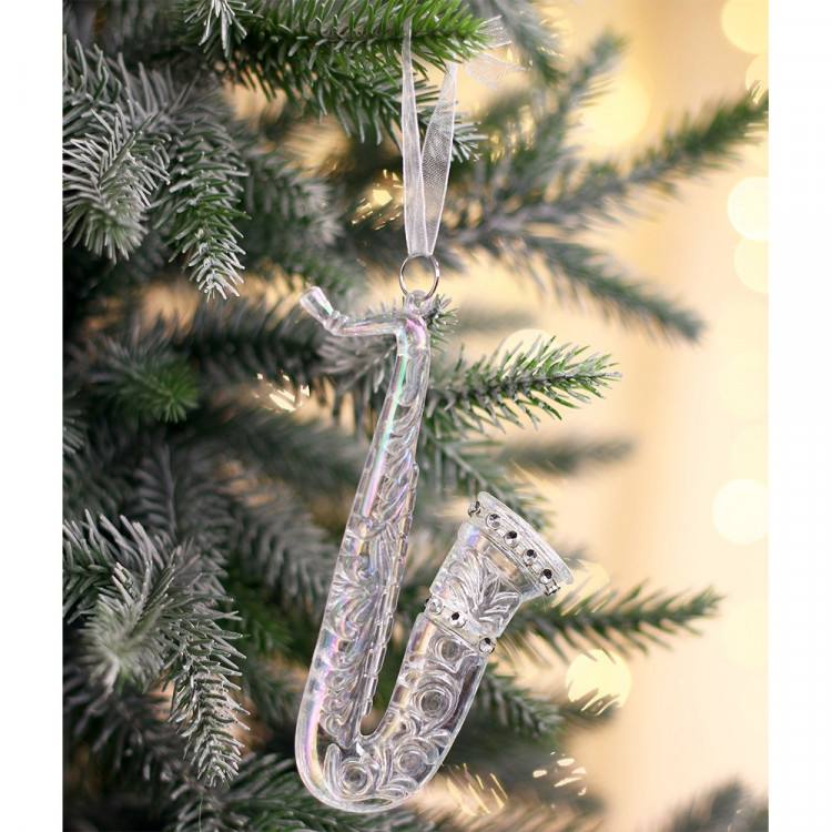 Украшение декор.подвеска пластик (Серия ледяная) "Саксафон" 12см арт.10497762