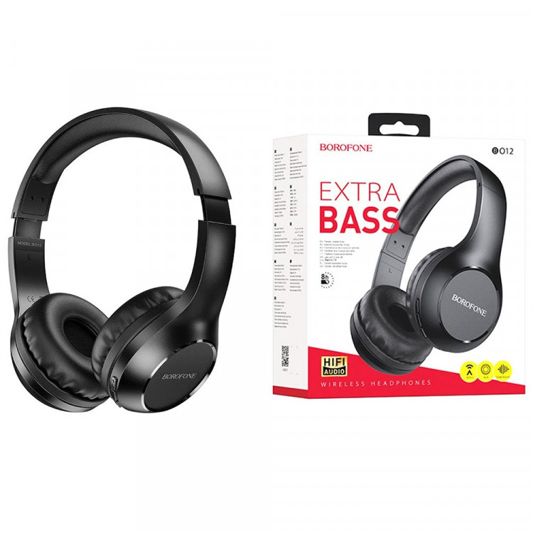 Наушники беспроводные мониторные BO12 BOROFONE Power BT wireless headset черный Наушники беспроводные мониторные BO12 BOROFONE Power BT wireless headset черный