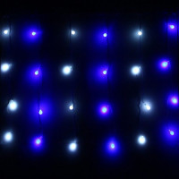 Гирлянда электрическая для дома занавес Бахрома 2,5*0,6м 48LED цвет син-белый (светлый провод) 4режимов арт.196-091