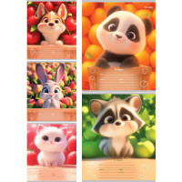 Тетрадь 12 листов косая линия (Prof-Press) Забавные животные цветная мелованная обложка ассорти арт.12-4464 Тетрадь 12 листов косая линия (Prof-Press) Забавные животные цветная мелованная обложка ассорти арт.12-4464