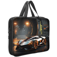 Папка А4 текстиль на молнии ручка-тесьма (Stavia) Машина мультиколор арт.89254