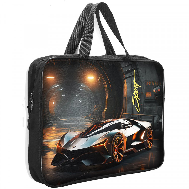 Папка А4 текстиль на молнии ручка-тесьма (Stavia) Машина мультиколор арт.89254