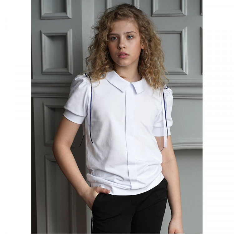 Джемпер для девочки трикотажный (Mattiel) короткий рукав цвет белый арт.D066-31A размерный ряд 34/134-44/164