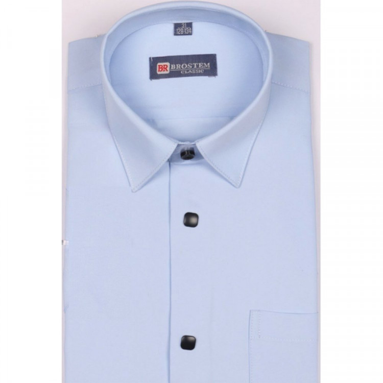 Сорочка подростковая длинный рукав размерный ряд 37/158-164 -41/176-182 цвет голубой Brostem арт.DS1A60-4706X на кнопках Сорочка подростковая длинный рукав размерный ряд 37/158-164 -41/176-182 цвет голубой Brostem арт.DS1A60-4706X на кнопках