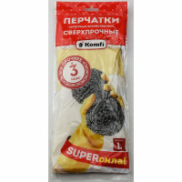 Перчатки хозяйственные латексные Komfi СВЕРХПРОЧНЫЕ бежевый размер L Перчатки хозяйственные латексные Komfi СВЕРХПРОЧНЫЕ бежевый размер L