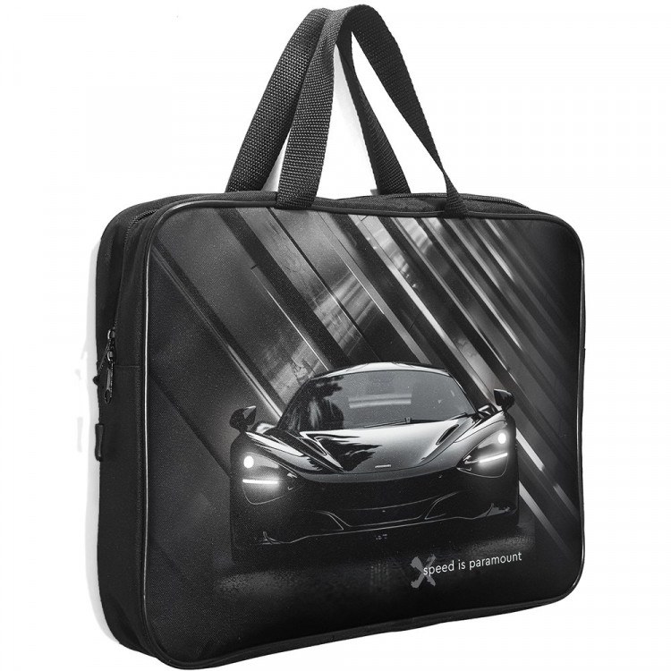 Папка А4 текстиль на молнии ручка-тесьма (Stavia) Скорость мультиколор арт.89261