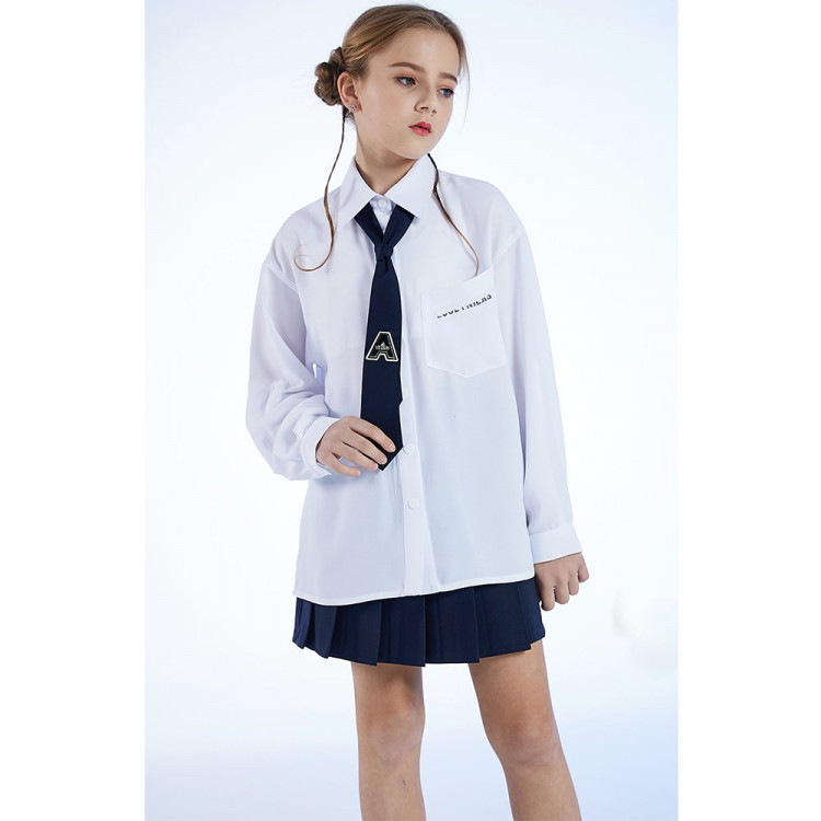 Блузка для девочки (Делорас) длинный рукав цвет белый арт.63836C размерный ряд 36/140-46/170 Блузка для девочки (Делорас) длинный рукав цвет белый арт.63836C размерный ряд 36/140-46/170