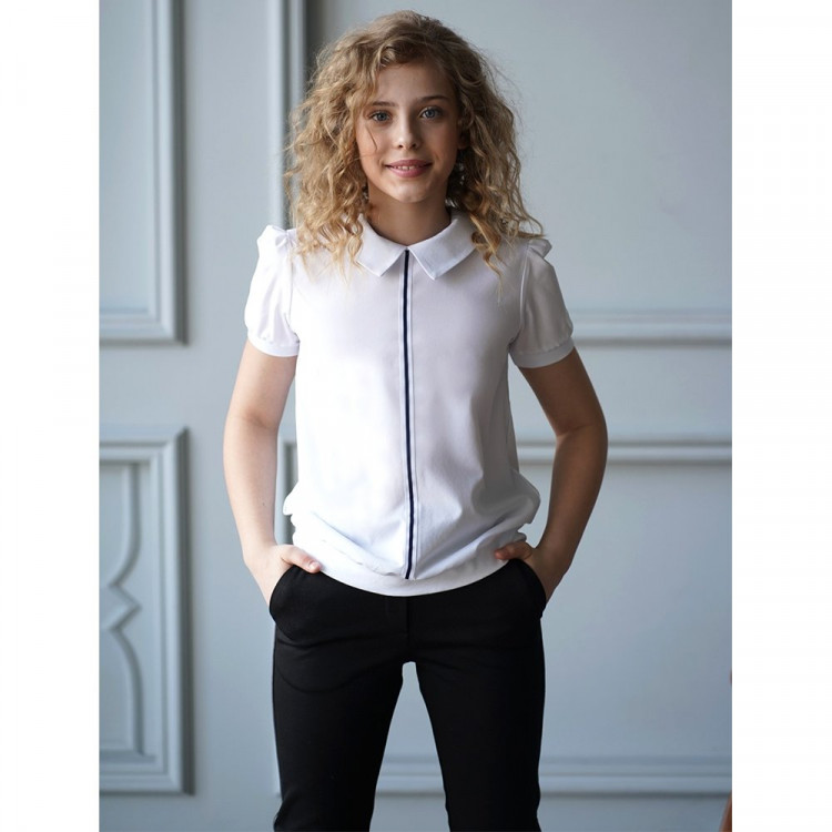 Джемпер для девочки трикотажный (Mattiel) короткий рукав цвет белый арт.D053-136 размерный ряд 34/134-44/164