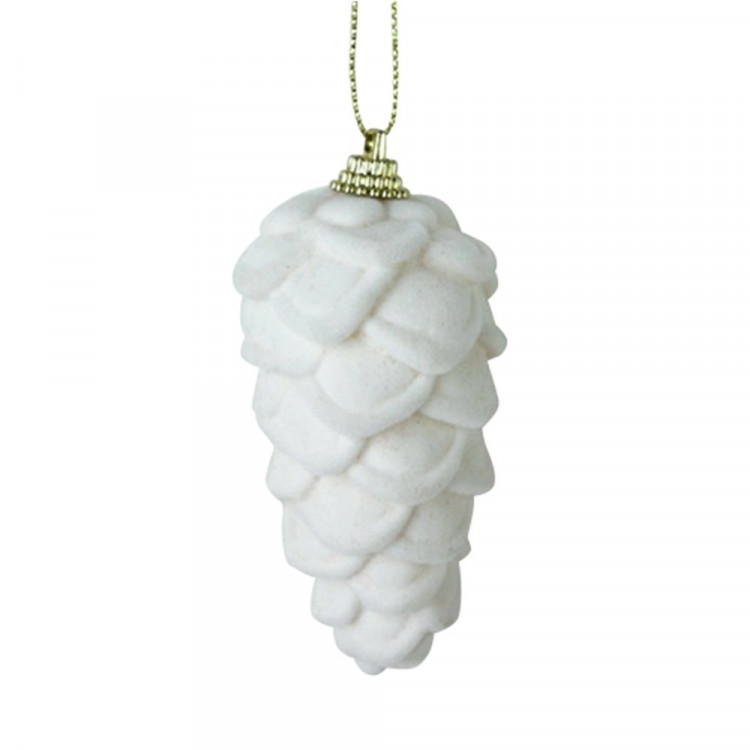 Фигурка на ёлку пластик "Шишка" 08,5см цв.белый арт.94398