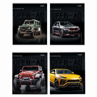 Тетрадь А5 клетка 96 листов скоба (Prof-Press) Разные авто-3 цветная мелованная обложка лен ассорти арт.96-8842