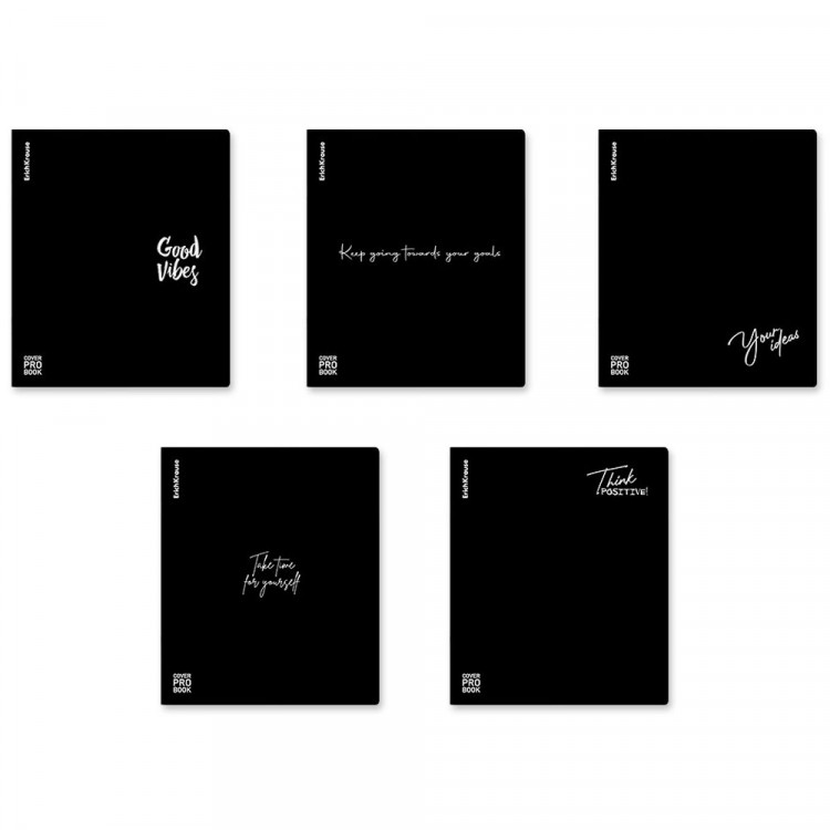 Тетрадь пластиковая обложка  А5 клетка 48 листов (ErichKrause) CoverProBook Words черный арт.61951