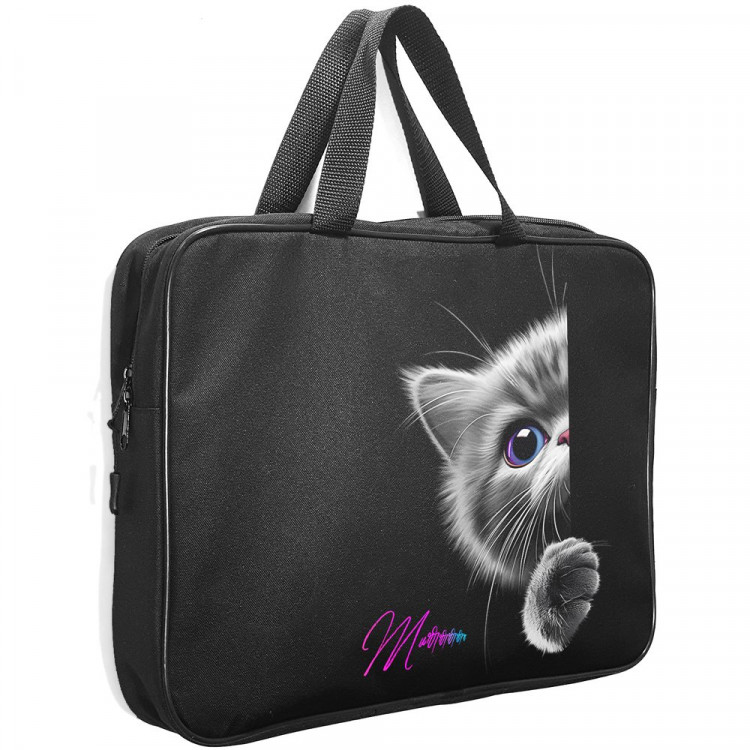 Папка А4 текстиль на молнии ручка-тесьма (Stavia) Лапка и мордочка мультиколор арт.89265