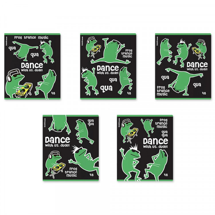 Тетрадь пластиковая обложка А5 клетка 48 листов (ErichKrause) DJ Frog ассорти арт.54112