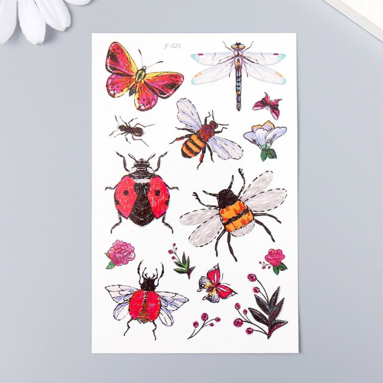 Татуировка на тело "Лесные насекомые"12*7,5см арт.9323585