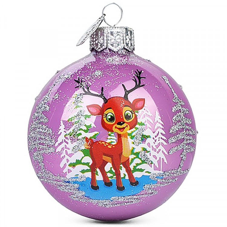 Шар стекло 6,5см "Олененок северный" п/у арт.КУ-65-234080 Шар стекло 6,5см "Олененок северный" п/у арт.КУ-65-234080
