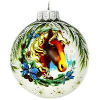 Шар стекло 08см (серия Символ года) "Лошадка снежная" п/у арт.КУ-80-254011