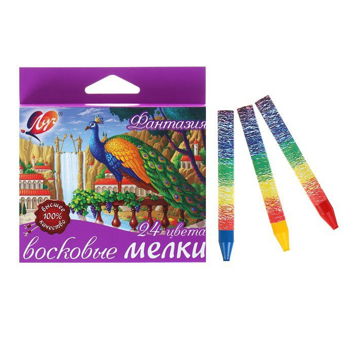 Мелки восковые (ЛУЧ) ФАНТАЗИЯ на масляной основе 24 цвета арт.25С 1521-08