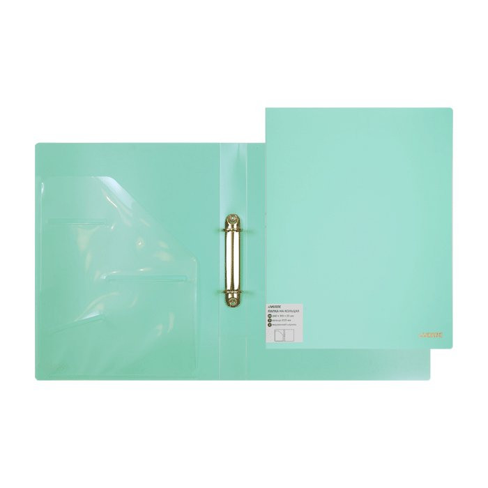 Папка на 2-х кольцах А4 35мм D-25мм, пластик 0,65мм , бирюзовая deVENTE Pastel  арт.3081801