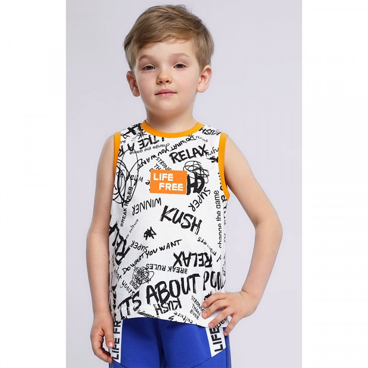 Майка для мальчика (CLE) артикул 836171/54кдн_п р.28/104-32/128 цвет белый/черный Майка для мальчика (CLE) артикул 836171/54кдн_п р.28/104-32/128 цвет белый/черный