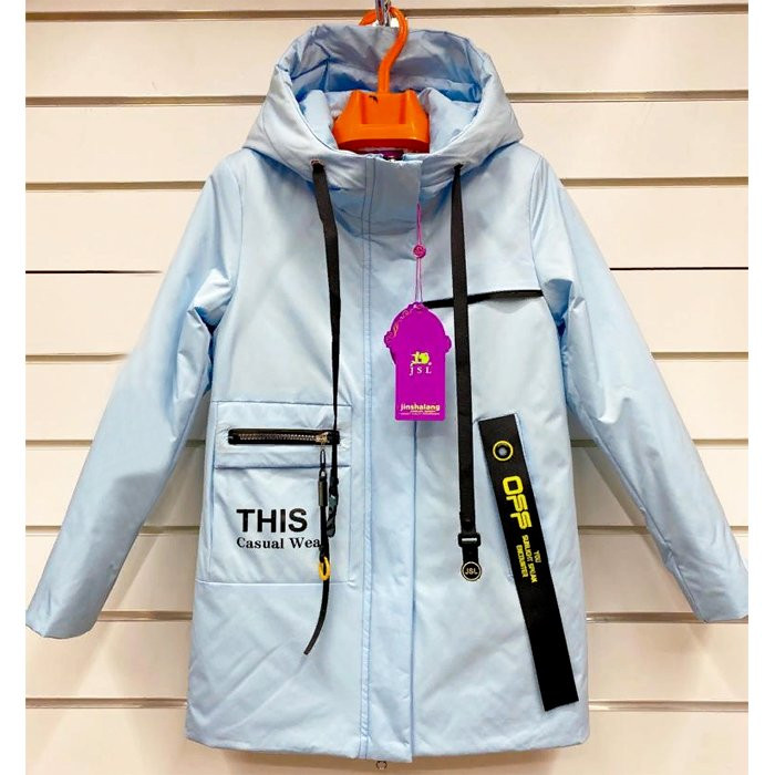 Куртка осенняя для девочки (Jin Sha Lang) арт.zz-213-4 размерный ряд 32/128-40/152 цвет голубой