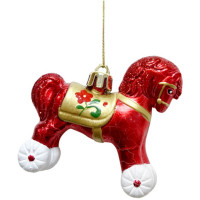 Фигурка на ёлку пластик "Лошадка-игрушка" 08см цв.красный арт.95331 Фигурка на ёлку пластик "Лошадка-игрушка" 08см цв.красный арт.95331