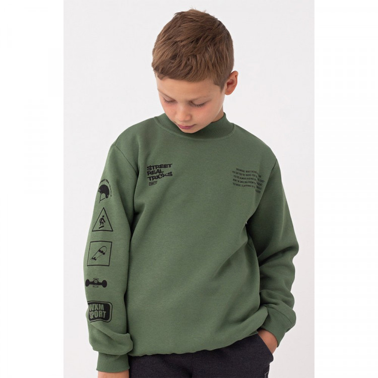 Свитшот для мальчика утепленный арт.WAXMEN 6891-1 размер 36/140-48/176 цвет темно-зеленый