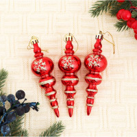 Украшение декор.подвеска пластик "Сосулька со снежинкой" 03шт/наб. 12см цв.красный арт.4941869