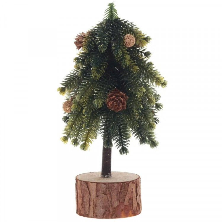 Елка настольная 23см (Хвоя литая, с шишками на пеньке) арт.805455 Елка настольная 23см (Хвоя литая, с шишками на пеньке) арт.805455