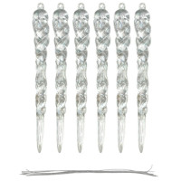 Украшение декор.подвеска "Сосулька" 12,4см 06шт/наб. цв.прозрачный арт.94665