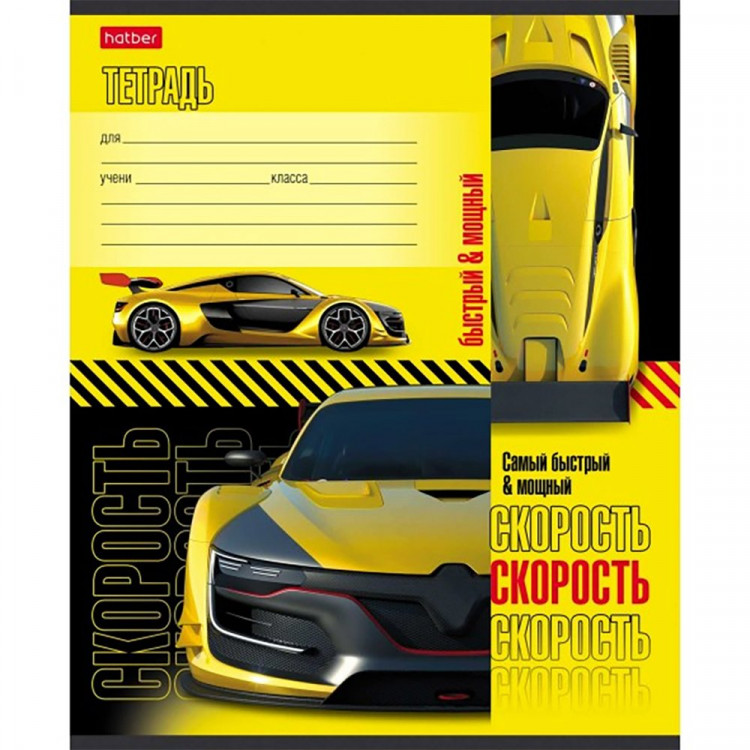 Тетрадь 12 листов косая линия с дополнительной горизонтальной (Hatber) Автоспорт ассорти арт.12Т5В6
