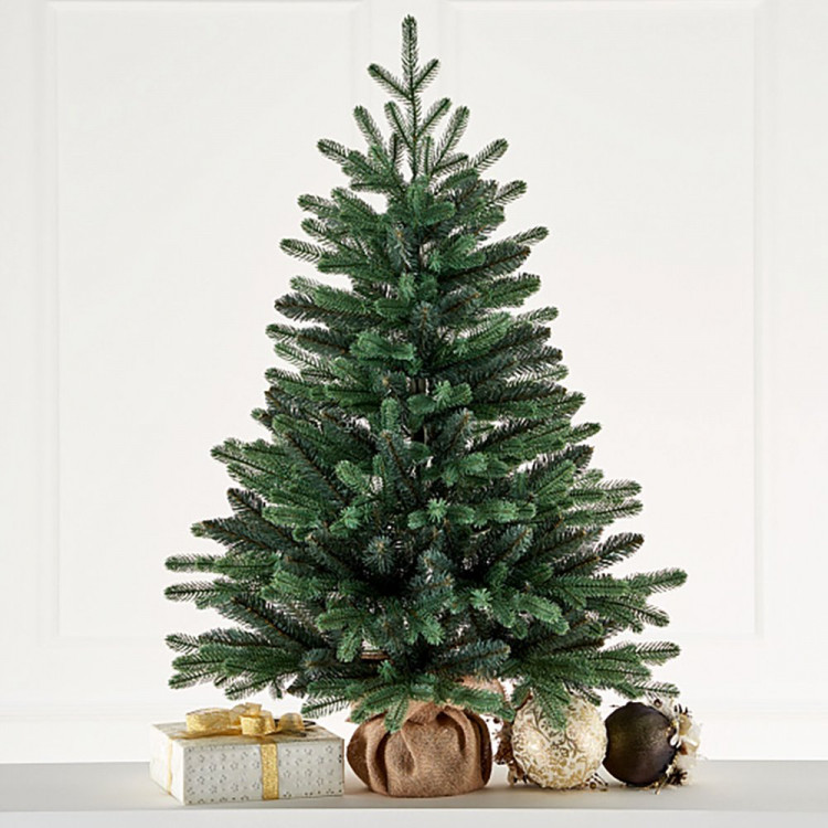 Елка настольная 90см (хвоя литая+ПВХ, подставка пенёк+мешковина) "Верона" арт.ЕНВР 09