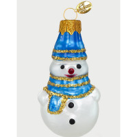 Украшение на ёлку стекло 07см "Снеговик мини" голубой п/у арт.ФУ-76/2
